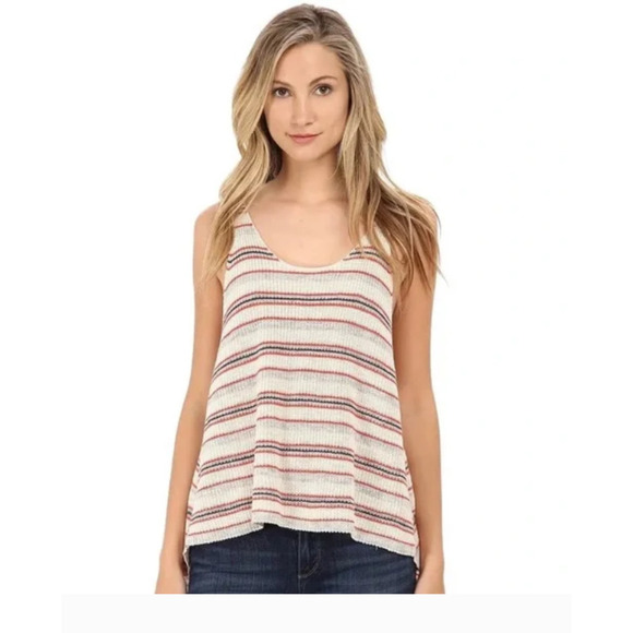 Free People Orange Gray Stripe Sailor Knit Crochet Tank in Cream Size Small - Picture 5 of 6